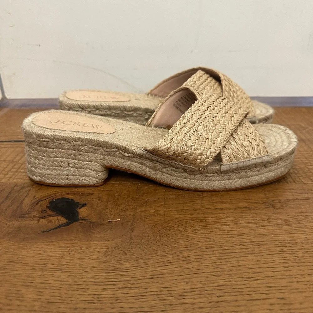 J Crew Made-in-Spain block-heel espadrilles raffia Size 11 - Picture 7 of 7